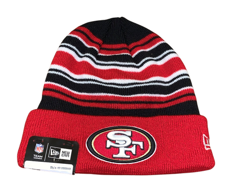 San Francisco 49ers NFL New Era – Striped End Zone Cuffed Knit Beanie