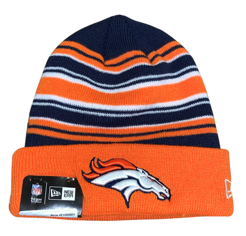 Denver Broncos NFL New Era – Striped End Zone Cuffed Knit Beanie