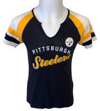 Pittsburgh Steelers NFL Team Apparel - Women's Defensive Victory V-notch T-Shirt