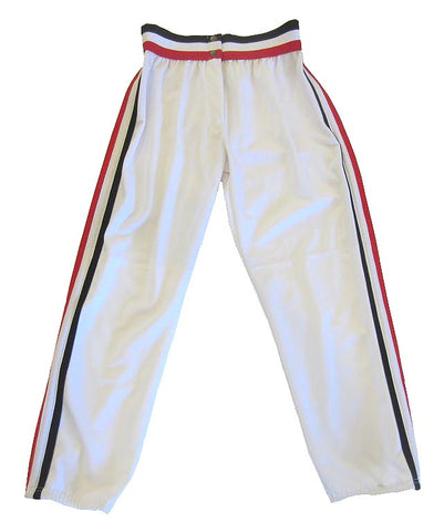 Athletic Knit – Ladies Cut Double Knit League Baseball Pants (White-Red-Black)