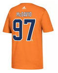 Edmonton Oilers NHL Connor McDavid adidas - Orange Name and Number T-Shirt