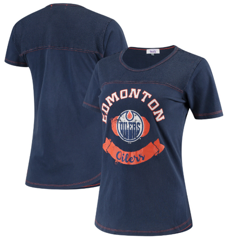 Edmonton Oilers NHL Alyssa Milano - Women's Gridiron T-Shirt