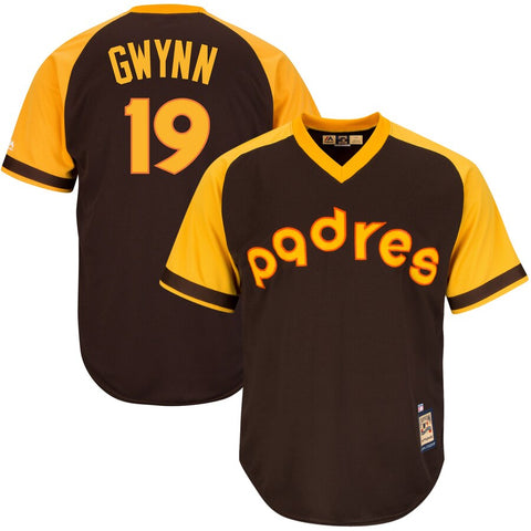 San Diego Padres MLB Tony Gwynn #19 Majestic – Cooperstown Cool Base Jersey