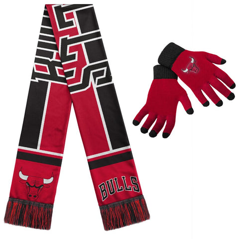 Chicago Bulls NBA FOCO - Scarf and Gloves Set