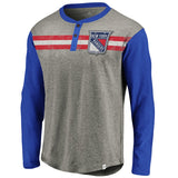 New York Rangers NHL Fanatics – Classic Stripe Long Sleeve Henley T-Shirt