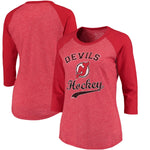 New Jersey Devils NHL Majestic Threads - Women's Softhand ¾ Sleeve T-Shirt