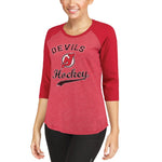New Jersey Devils NHL Majestic Threads - Women's Softhand ¾ Sleeve T-Shirt