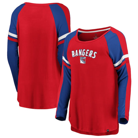 New York Rangers NHL Fanatics - Women's Flashy Raglan Long Sleeve T-Shirt